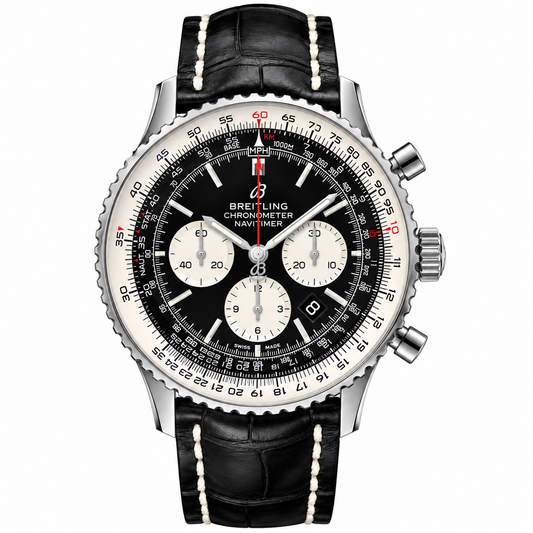 Breitling Navitimer Chronograph — Black Panda Dial Leather 41mm