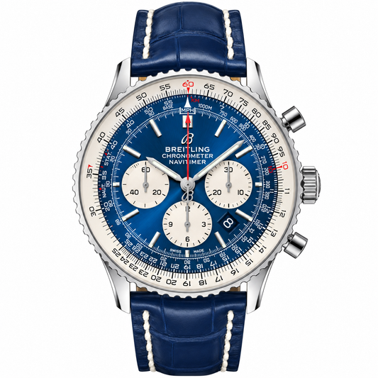 Breitling Navitimer Chronograph Blue Panda Dial Leather 41mm