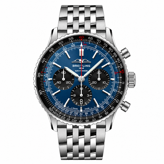 Breitling Navitimer Date Chronograph Blue Dial Black Chronograph 44mm