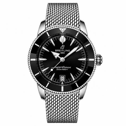 Breitling SuperOcean Heritage B20 44mm Black Silver Strap