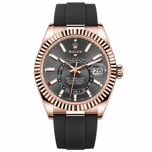 Rolex Sky Dweller – Everose Gold Dark Dial Rubber Strap 42mm