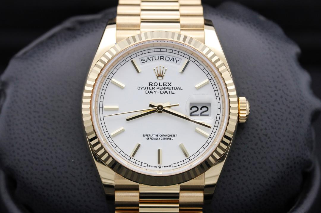 Rolex Day-Date 36mm Yellow Gold President White Dial