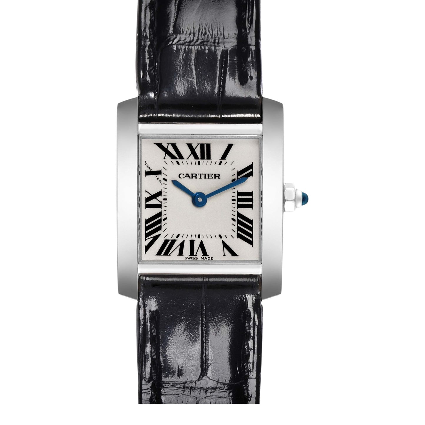 Cartier Tank Franchise Wit Leather Strap 33mm White Dial