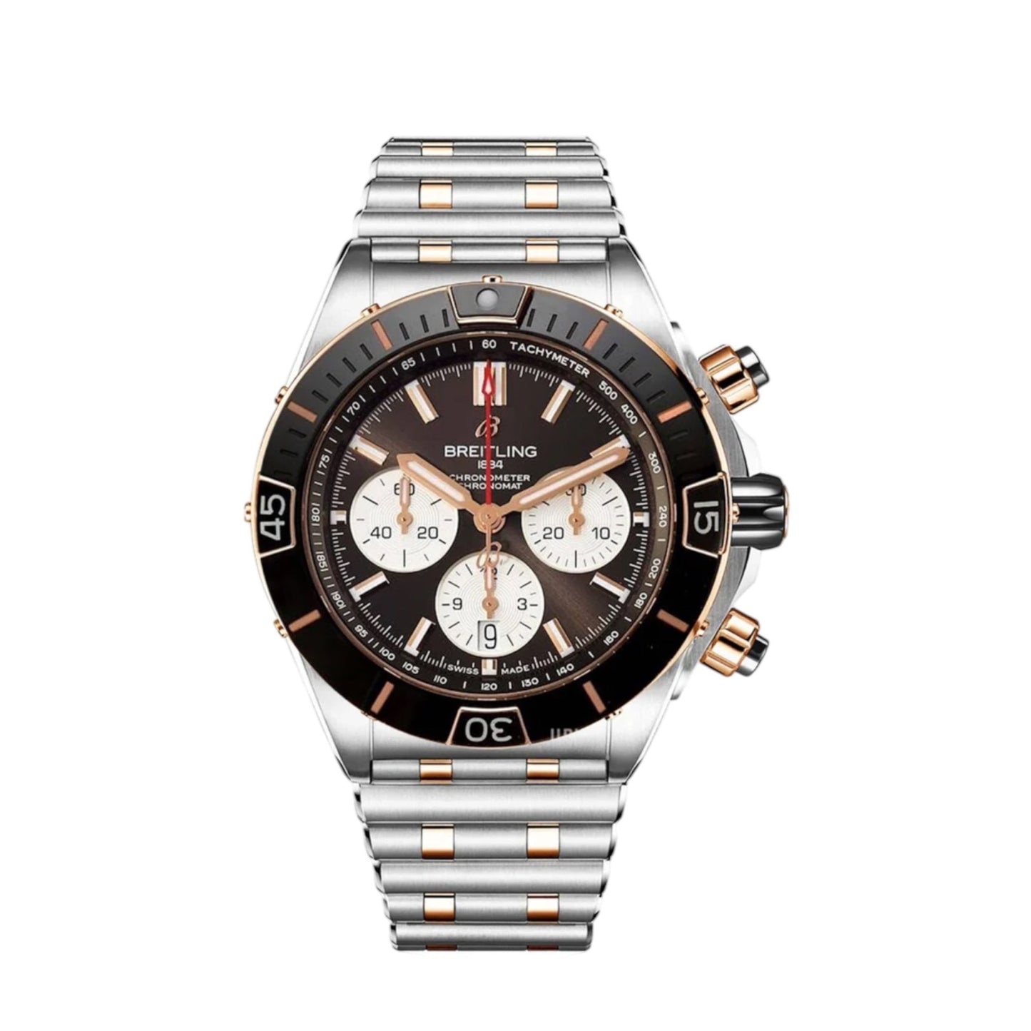 Breitling Chronomat 2Tone Black Dial White Chronometers 45mm