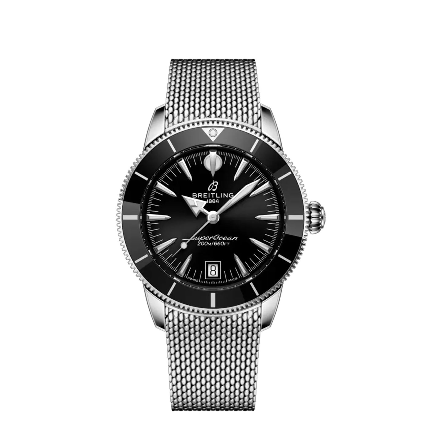 Breitling SuperOcean Heritage B20 44mm Black Silver Strap