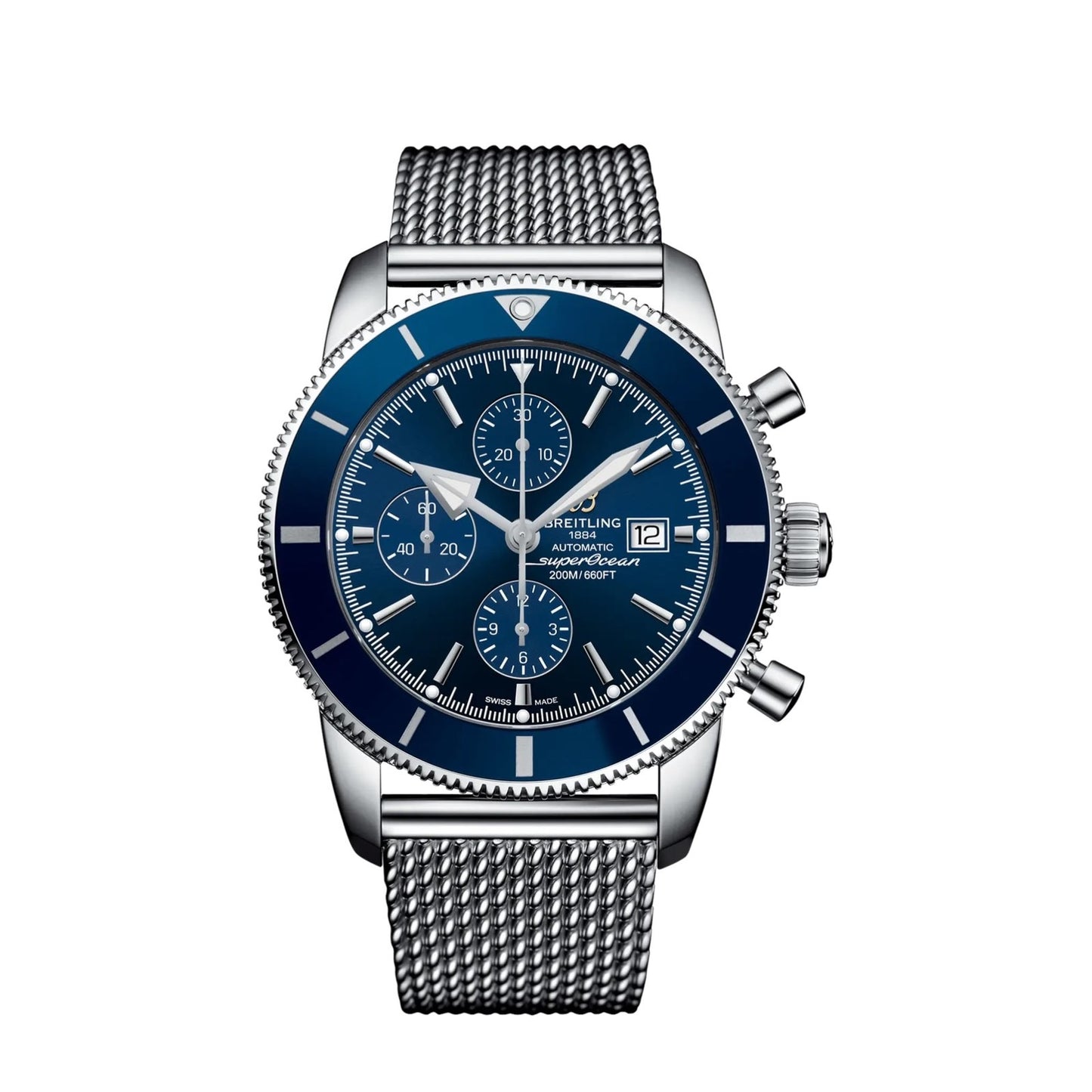 Breitling SuperOcean Heritage B20 44mm Blue Chronograph Silver Strap