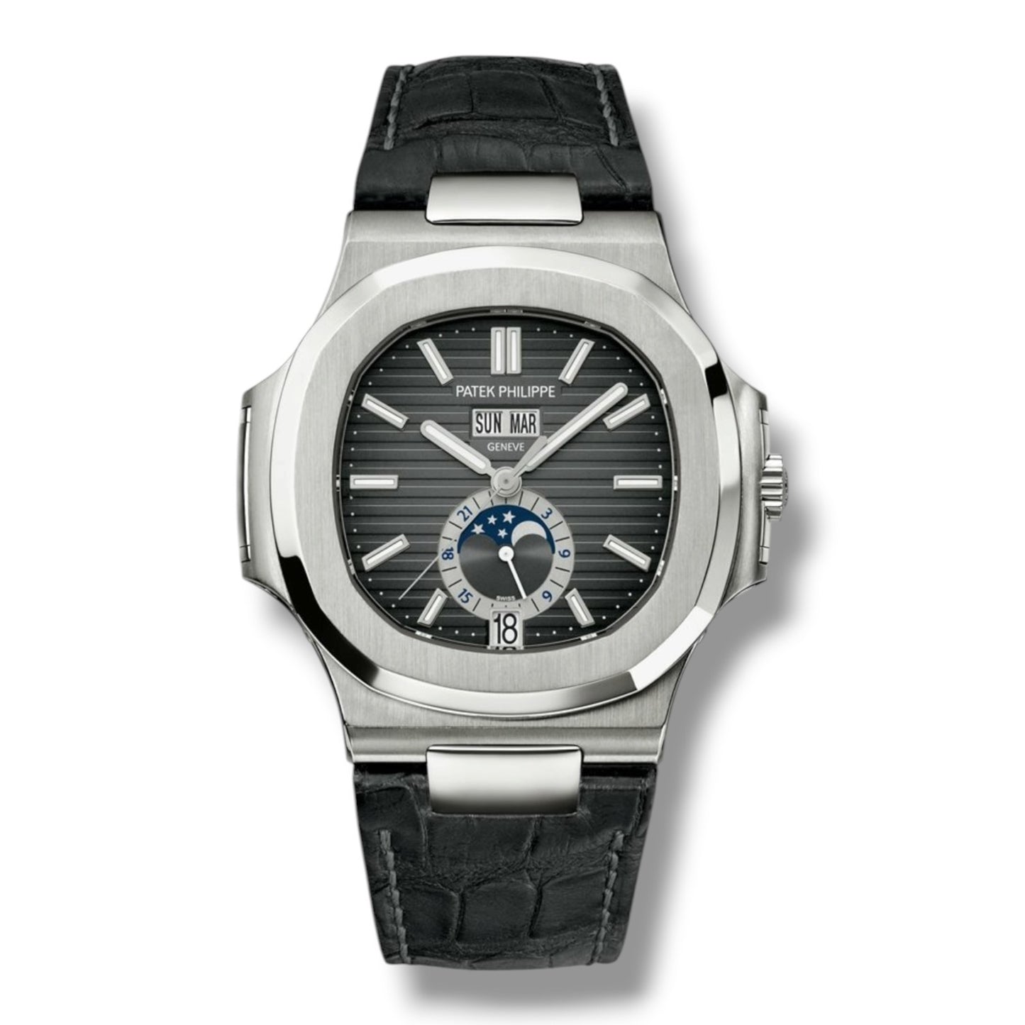 Nautilus Automatic Gmt Moonphase Black Dial Stainless Steel 40.5mm