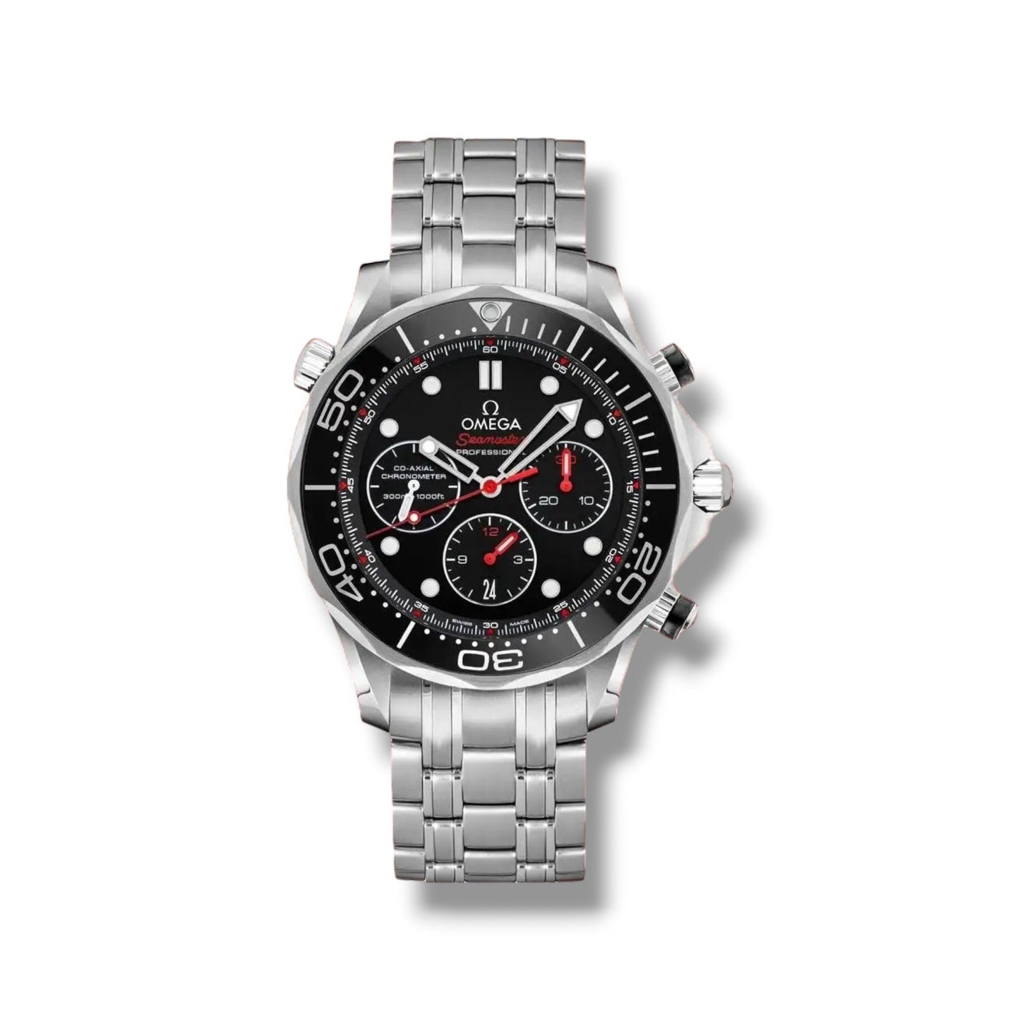 Omega Seamaster Diver 300M Chronograph Black Dial – Red Accents 44mm