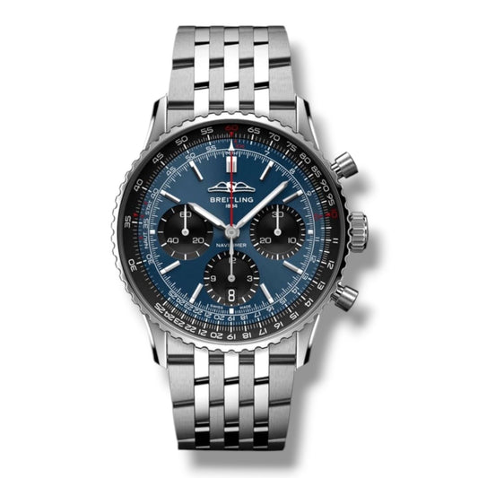 Breitling Navitimer Date Chronograph Blue Dial Black Chronograph 44mm
