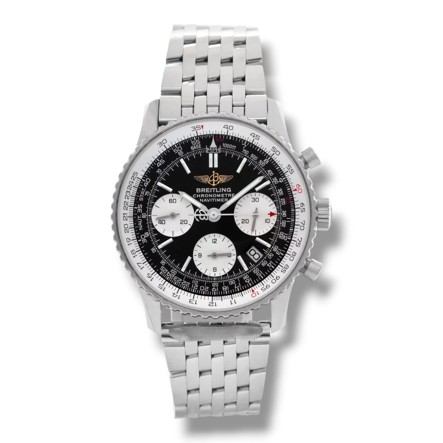 Breitling Navitimer Bracelet Date Chronograph Black Dial Chronograph 44mm