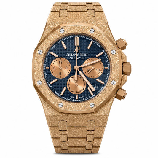 Audemars Piguet Frozed Rose Gold Blue Dial Chronograph