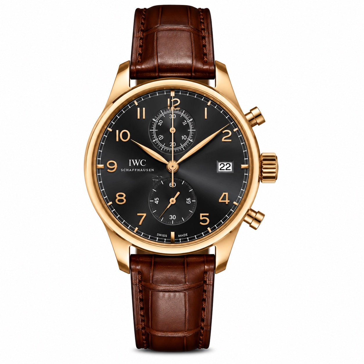 Iwc Portuguese Black Dial Brown Syrap