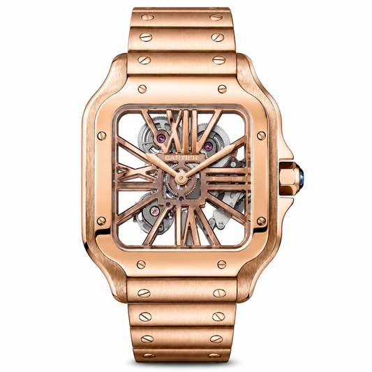 Cartier Santos 40mm Pink Gold Skeleton Dial