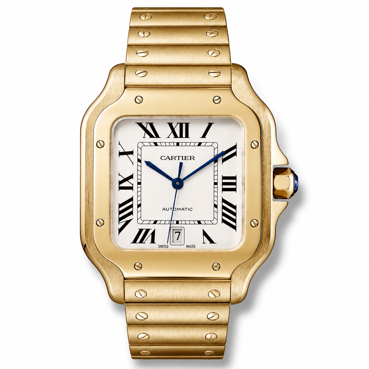 Cartier Santos 35.5mm Yellow Gold White Dial