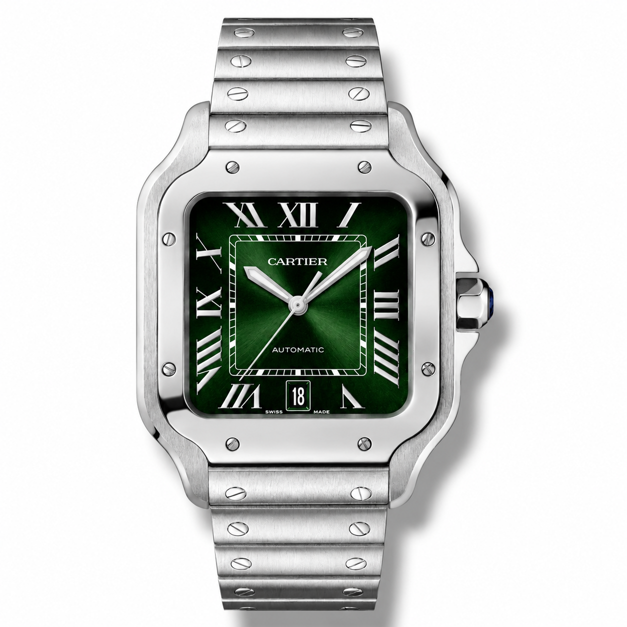 Cartier Santos 35,5mm Medium Size Steel Green Dial