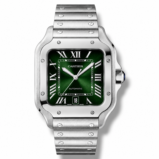 Cartier Santos 35,5mm Medium Size Steel Green Dial