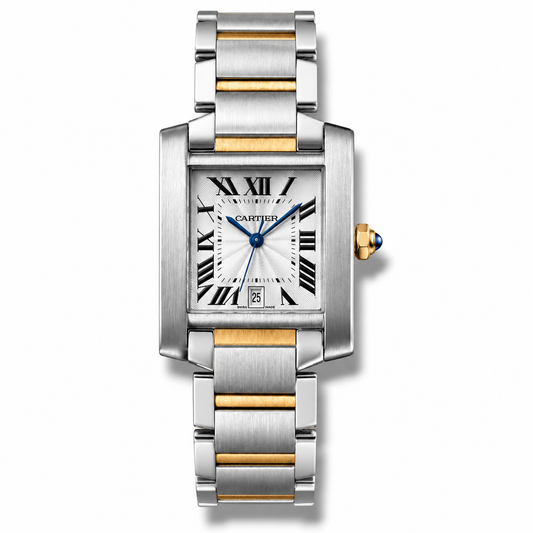 Cartier Tank 33mm Two Tone Steel White Dial