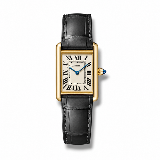 Cartier Tank Louis – Yellow Gold White Dial Grey Leather Strap 33MM