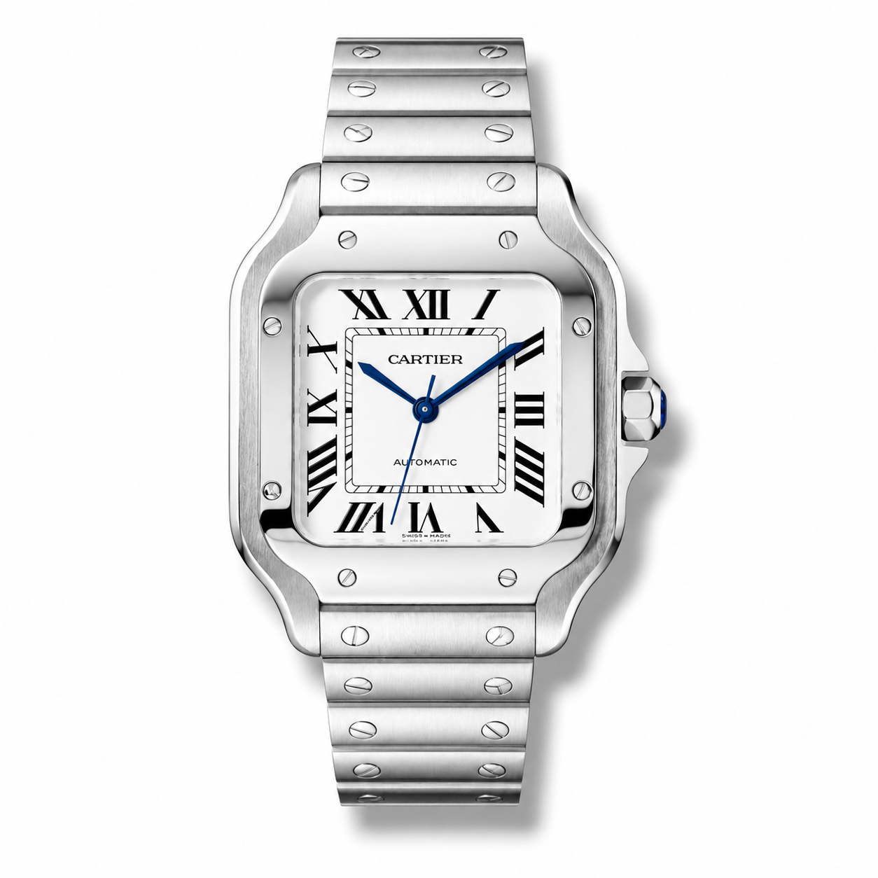 Cartier Santos – White Dial Steel Bracelet 40mm