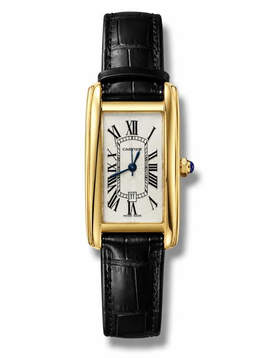 Cartier Tank Americaine – Yellow Gold White Dial Leather Strap 33MM