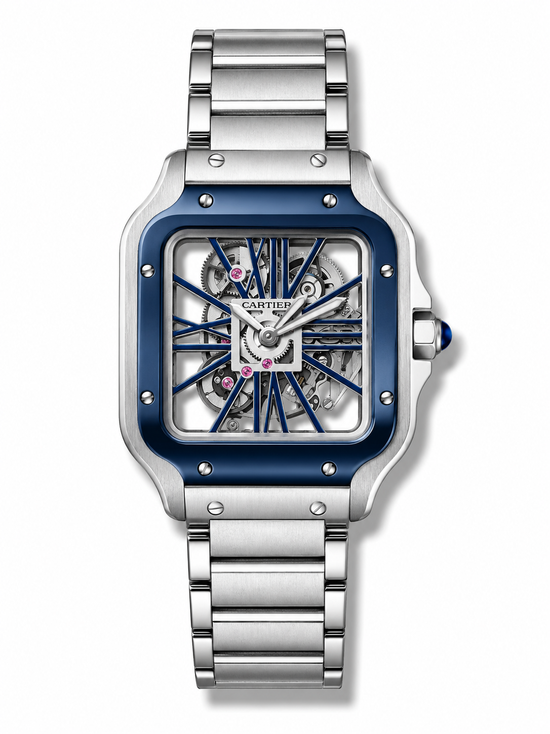 Cartier Santos De Cartier Skeleton Blue Bezel Automatic