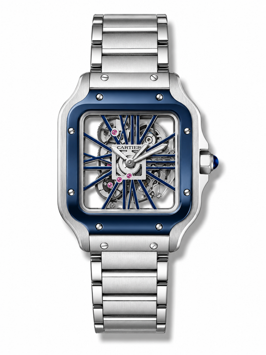 Cartier Santos De Cartier Skeleton Blue Bezel Automatic