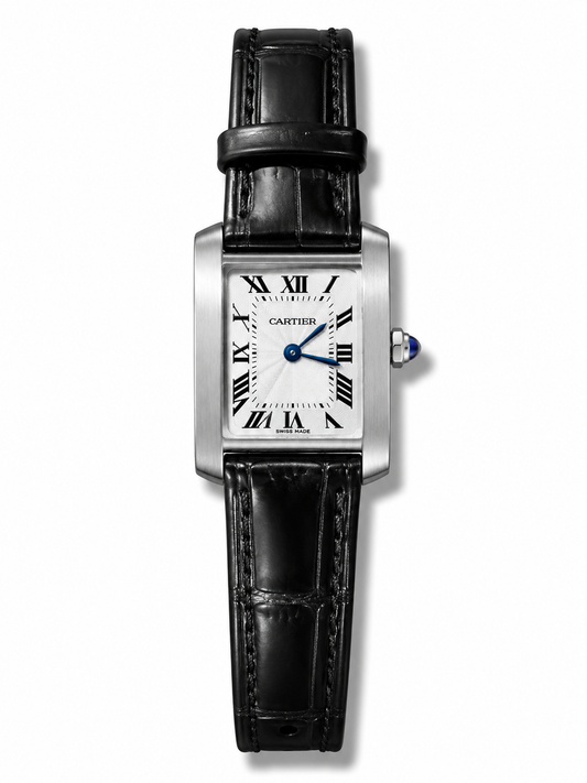 Cartier Tank Franchise Wit Leather Strap 18mm White Dial