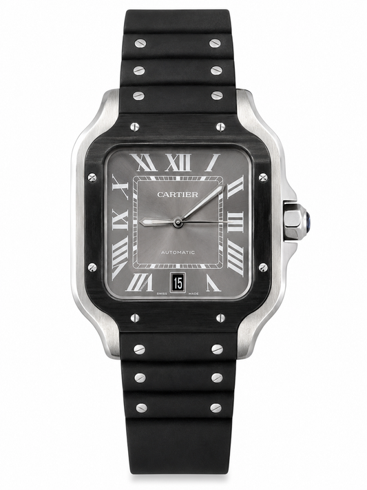 Cartier Santos Grey Dial Rubber Automatic 35,5MM