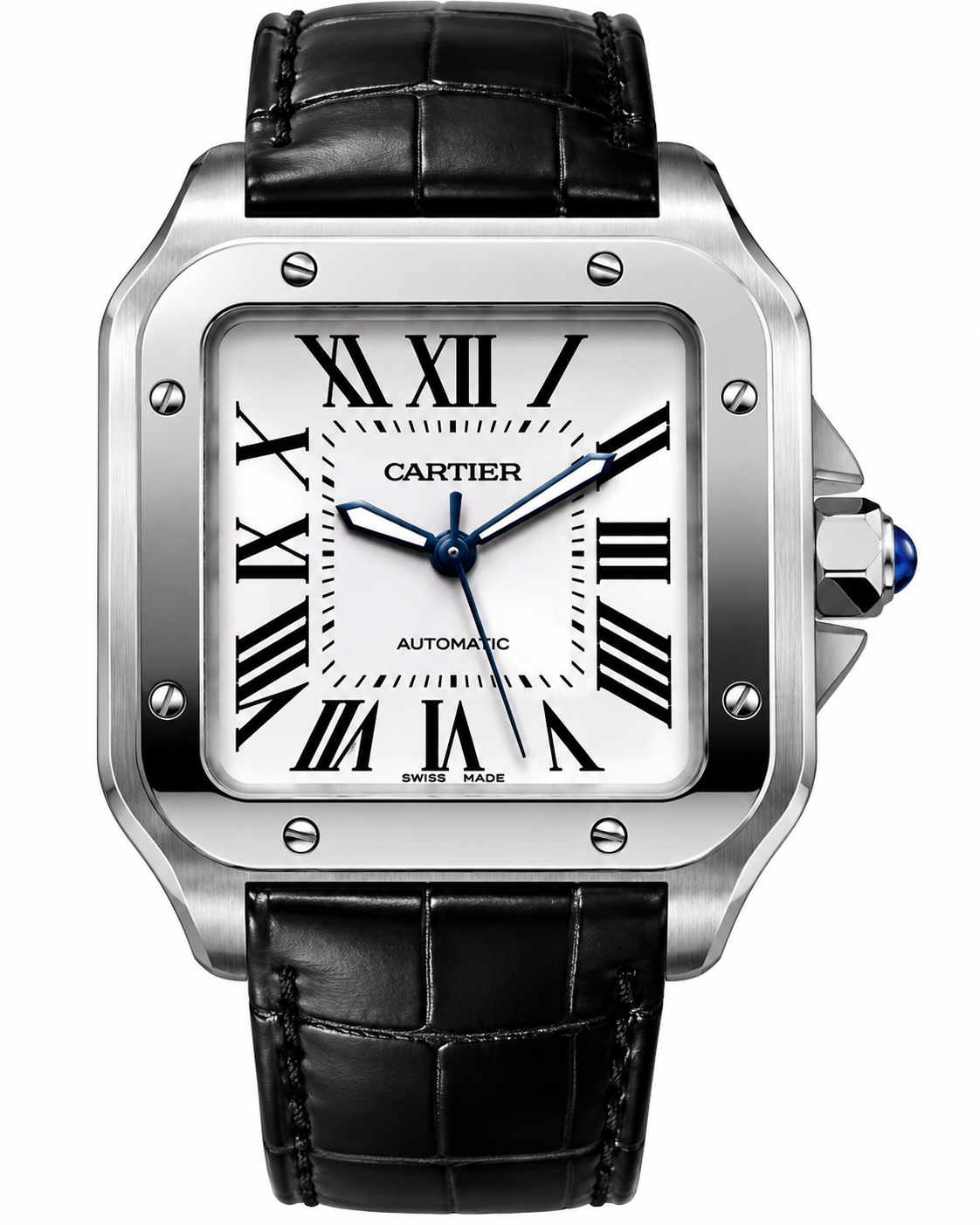 Cartier Santos – Automatic White Dial Steel Leather
