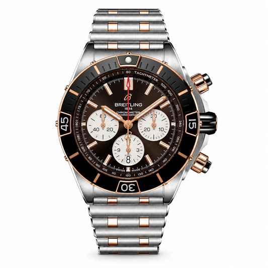 Breitling Chronomat 2Tone Black Dial White Chronographs