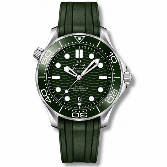 Omega Diver 300M CoAxial Master Chronometer Green Dial Rubber 42mm