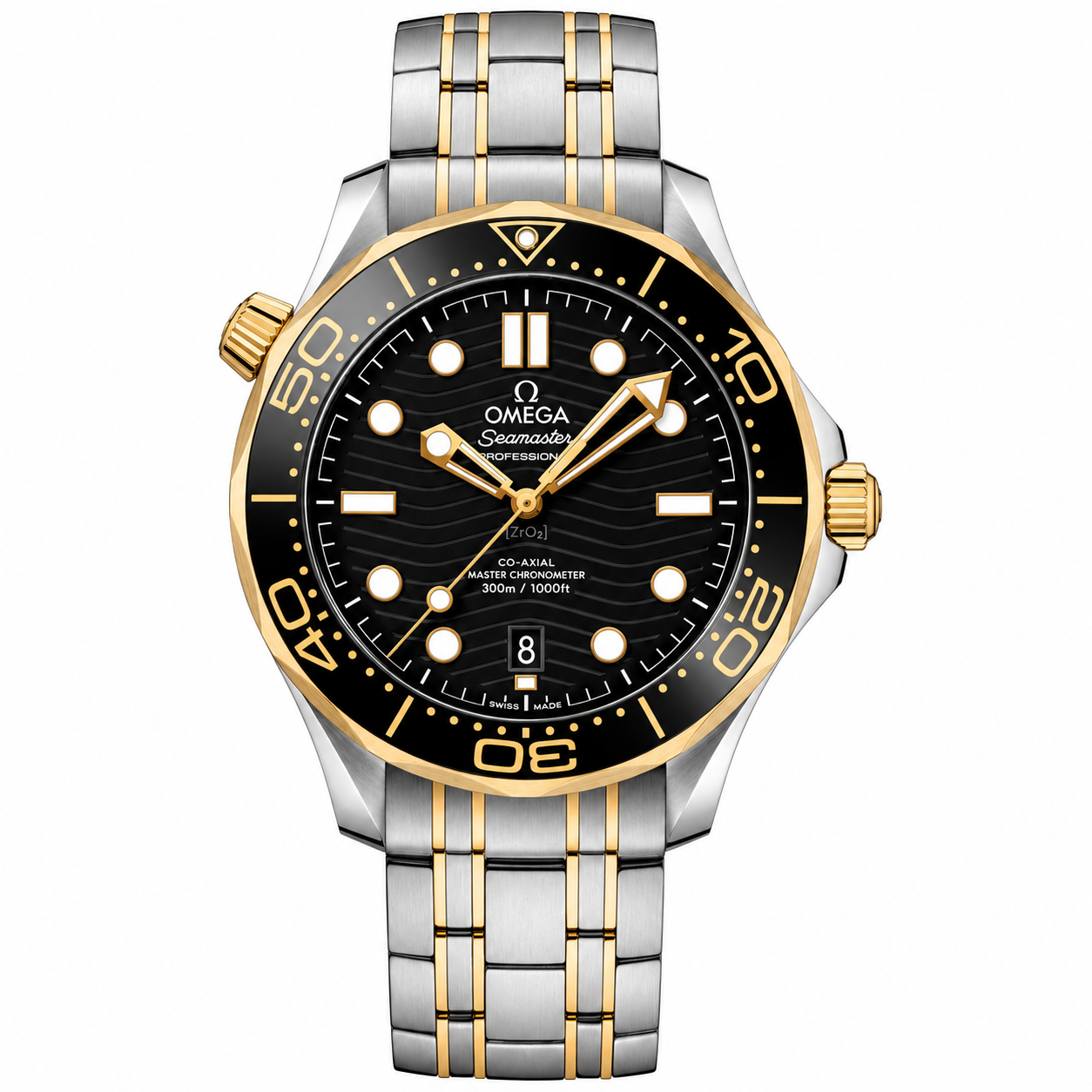 Omega Diver 300M CoAxial Master Chronometer Two Tone Black Dial 42 mm