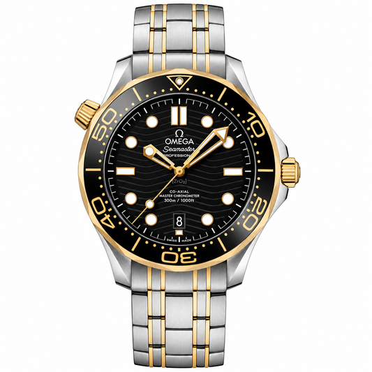 Omega Diver 300M CoAxial Master Chronometer Two Tone Black Dial 42 mm