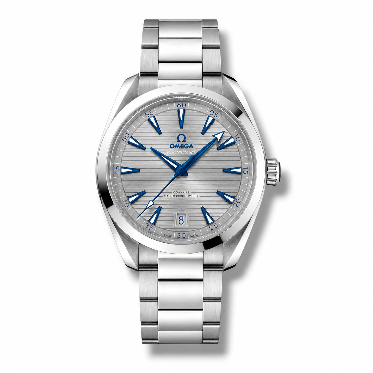 Omega AquaTerra 150M Co-Axial Master Chronometer – Silver Dial Blue Hands Steel Bracelet 41mm