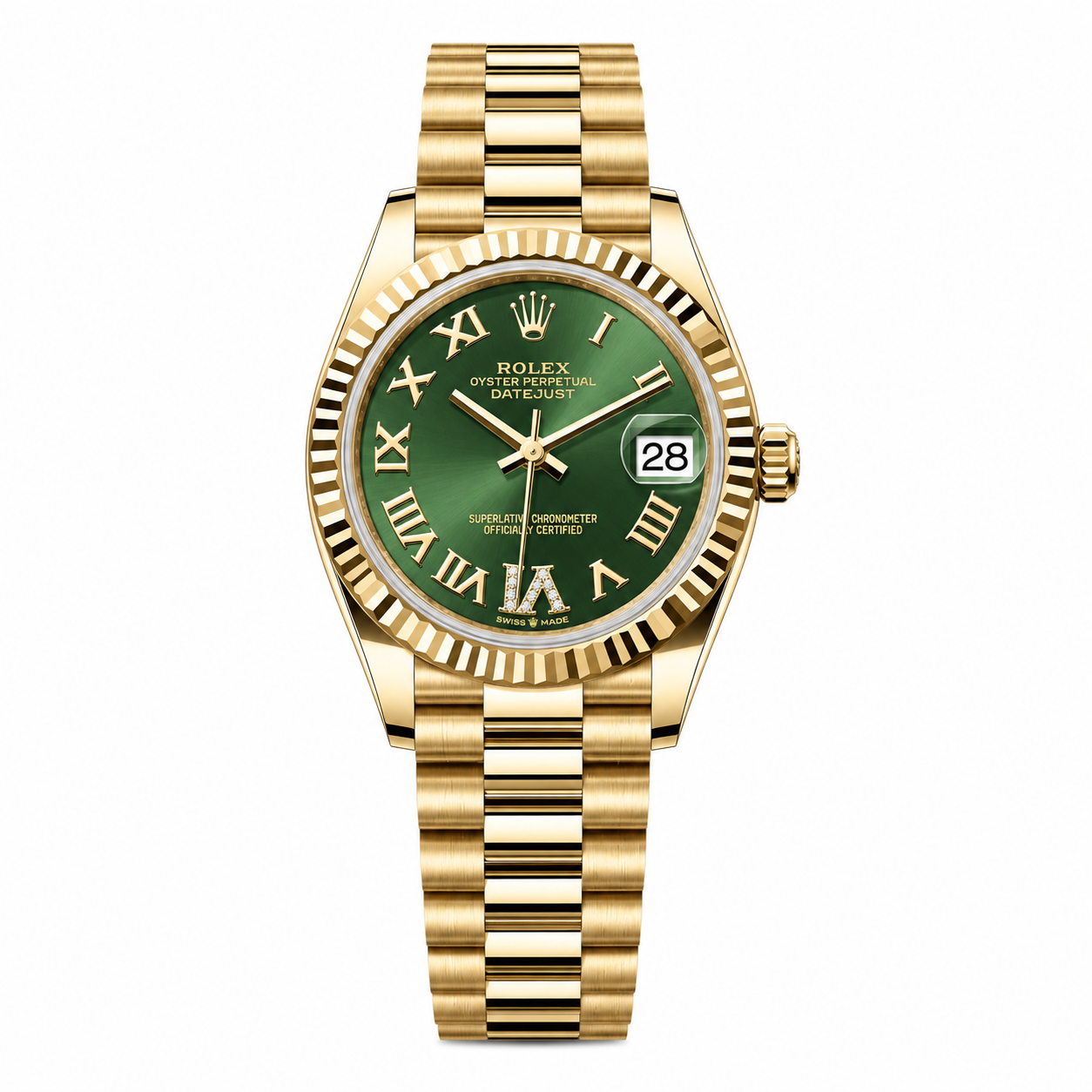 Rolex Datejust Full Gold – Green Roman Dial 31mm