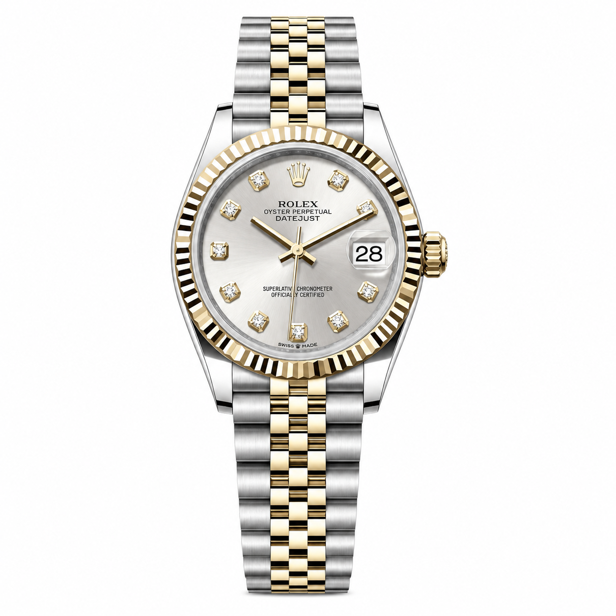 Date-Just TwoTone Silver Dial Diamonds Jubilee 31MM