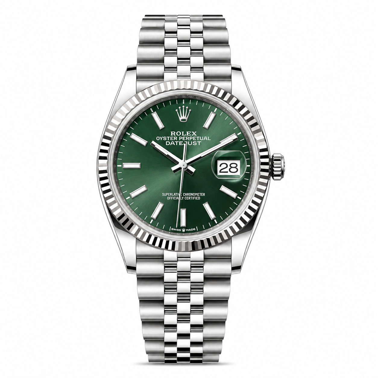 Rolex Datejust Steel & White Gold Mint Green Dial Jubilee 36mm