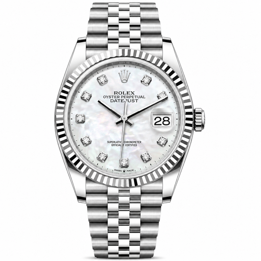 Rolex Datejust Mother Of Pearl Silver Diamonds Dial Jubilee 36mm