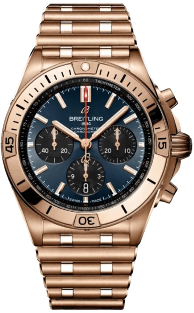 Breitling Chronomat Pink Gold Blue Dial 45mm