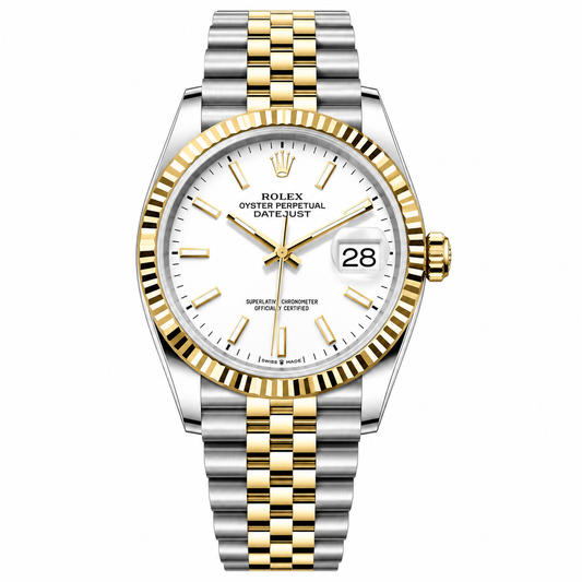 Rolex Datejust Two Tone Yellow Gold White Dial Jubilee 36mm
