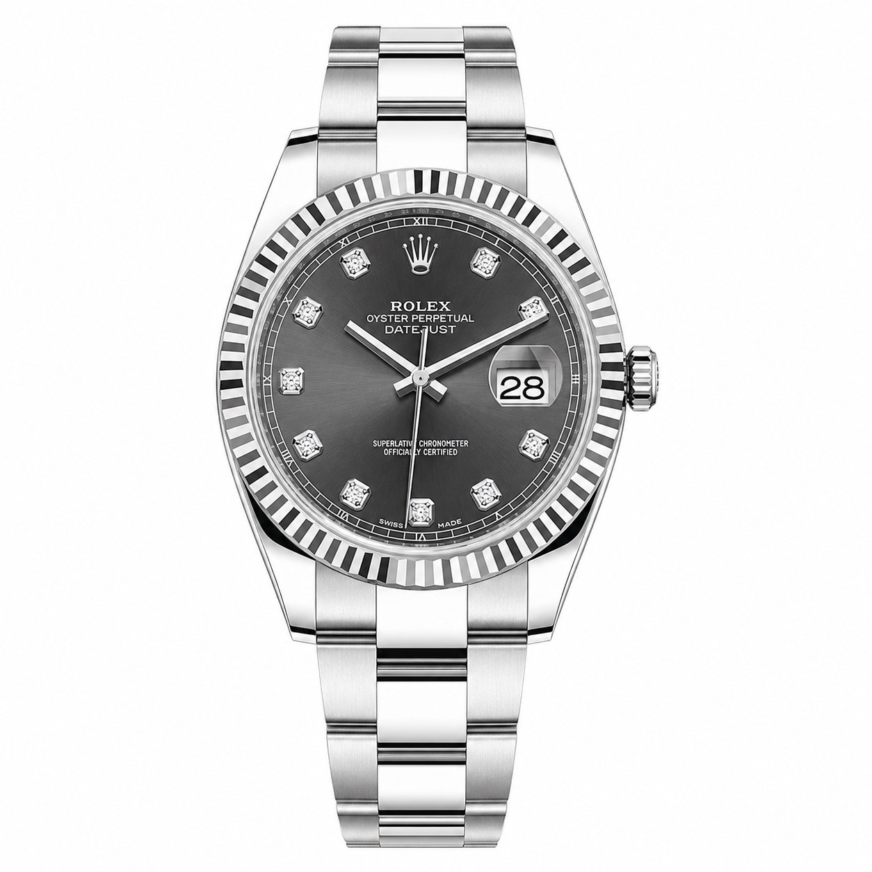 Rolex Datejust Dark Grey Diamond Dial 41mm Oyster