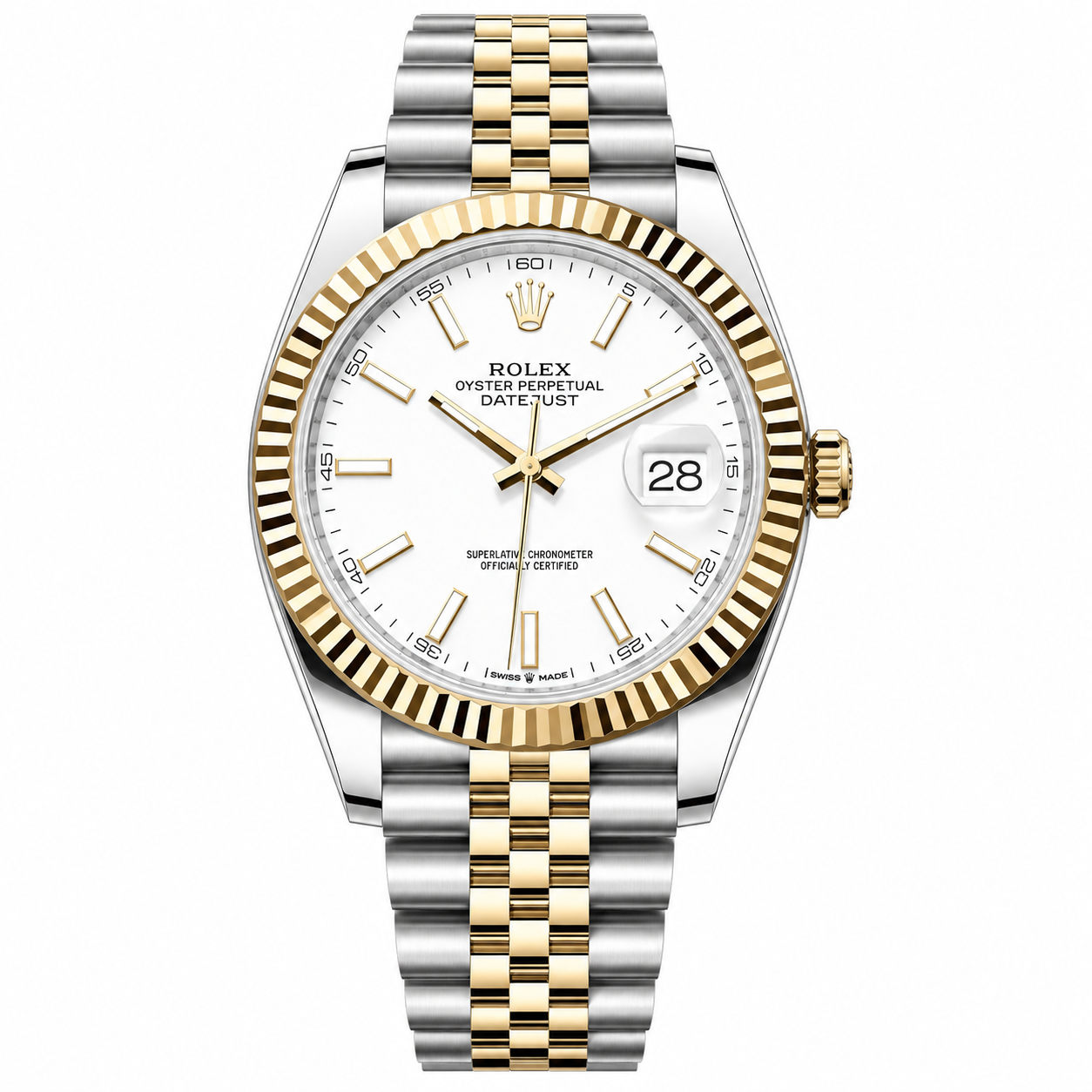 Rolex Datejust White Dial Yellow Gold Jubilee 41mm