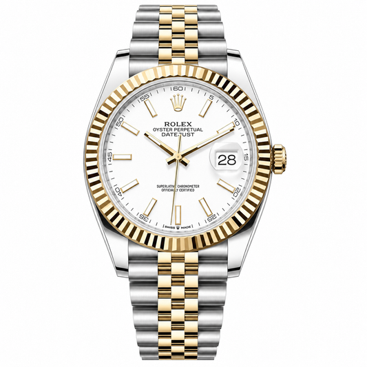 Rolex Datejust White Dial Yellow Gold Jubilee 41mm