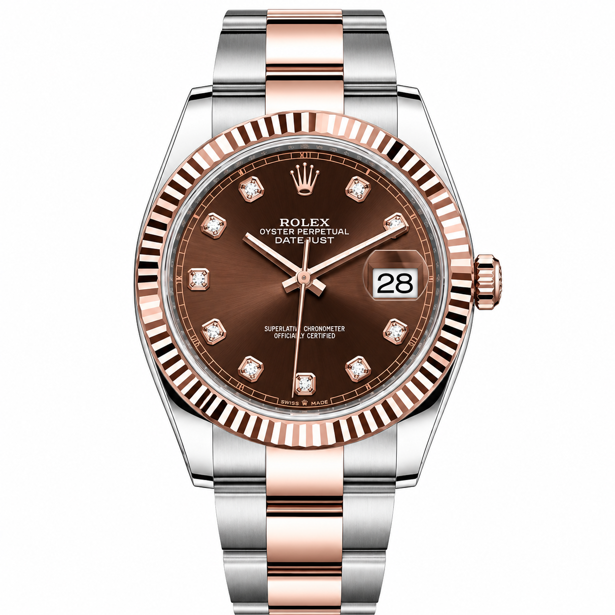 Rolex Datejust Chocolate Diamonds Dial Rose Gold Oyster 41mm