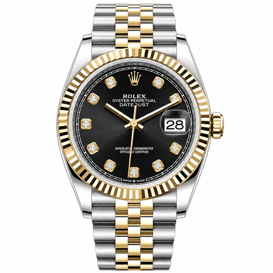 Rolex Datejust Two Tone Black Diamonds Dial Jubilee 36mm