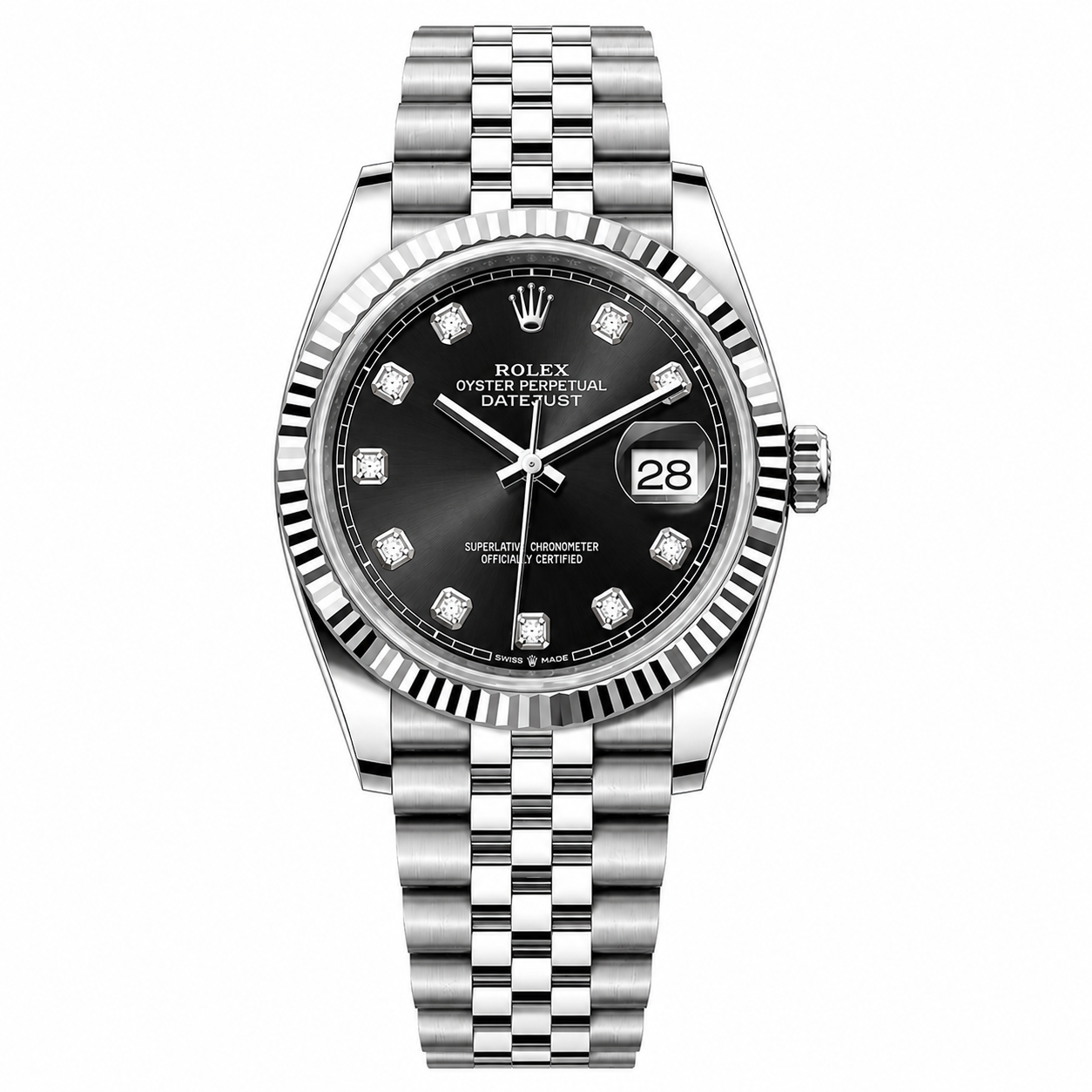 Rolex Datejust Steel Black Diamonds Dial Jubilee 36mm