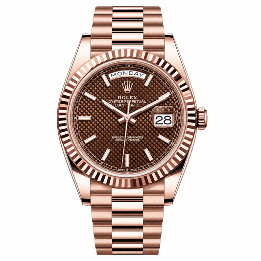 Rolex Day-Date Rose Gold Chocolate Motif Dial President 40mm