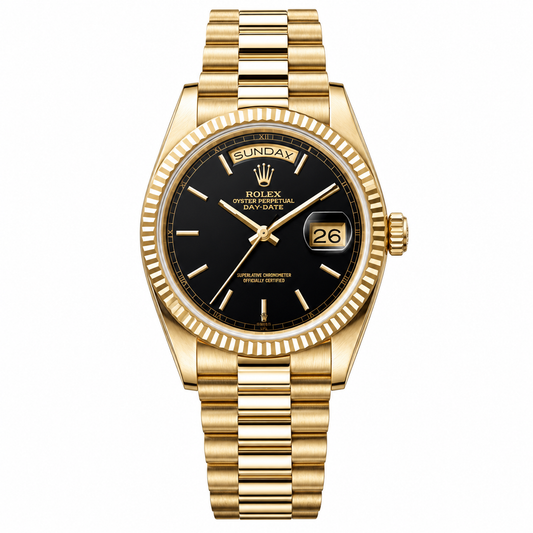 Rolex Day-Date Black Dial President Gold 40mm