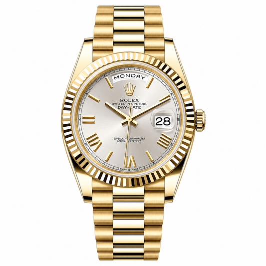 Rolex Day-Date Silver Dial President Gold 40mm