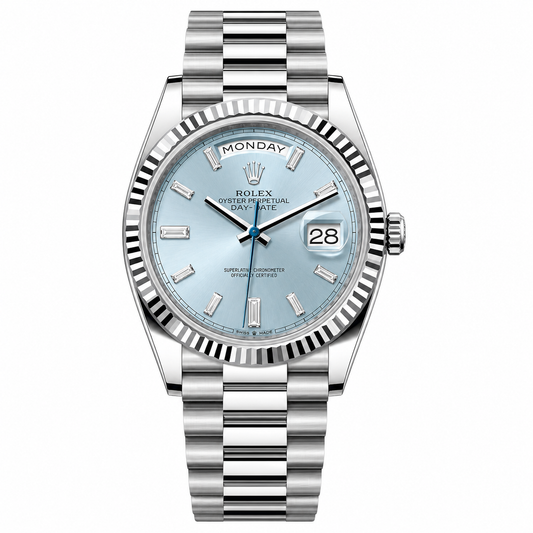 Rolex Day-Date Ice Blue Diamonds Dial Silver President 36mm